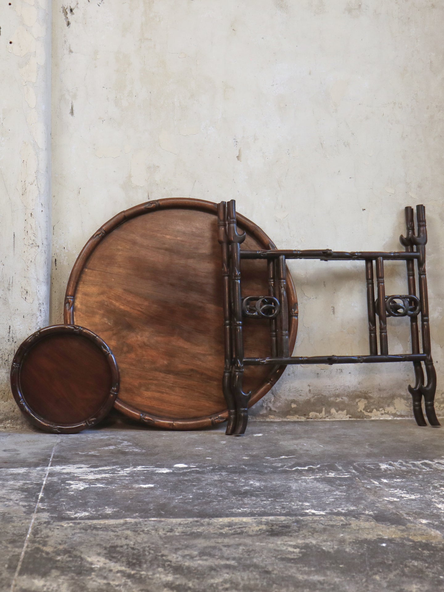 A Chinese Faux Bamboo Rosewood (Hong Mu) Gateleg Tea Table c1900