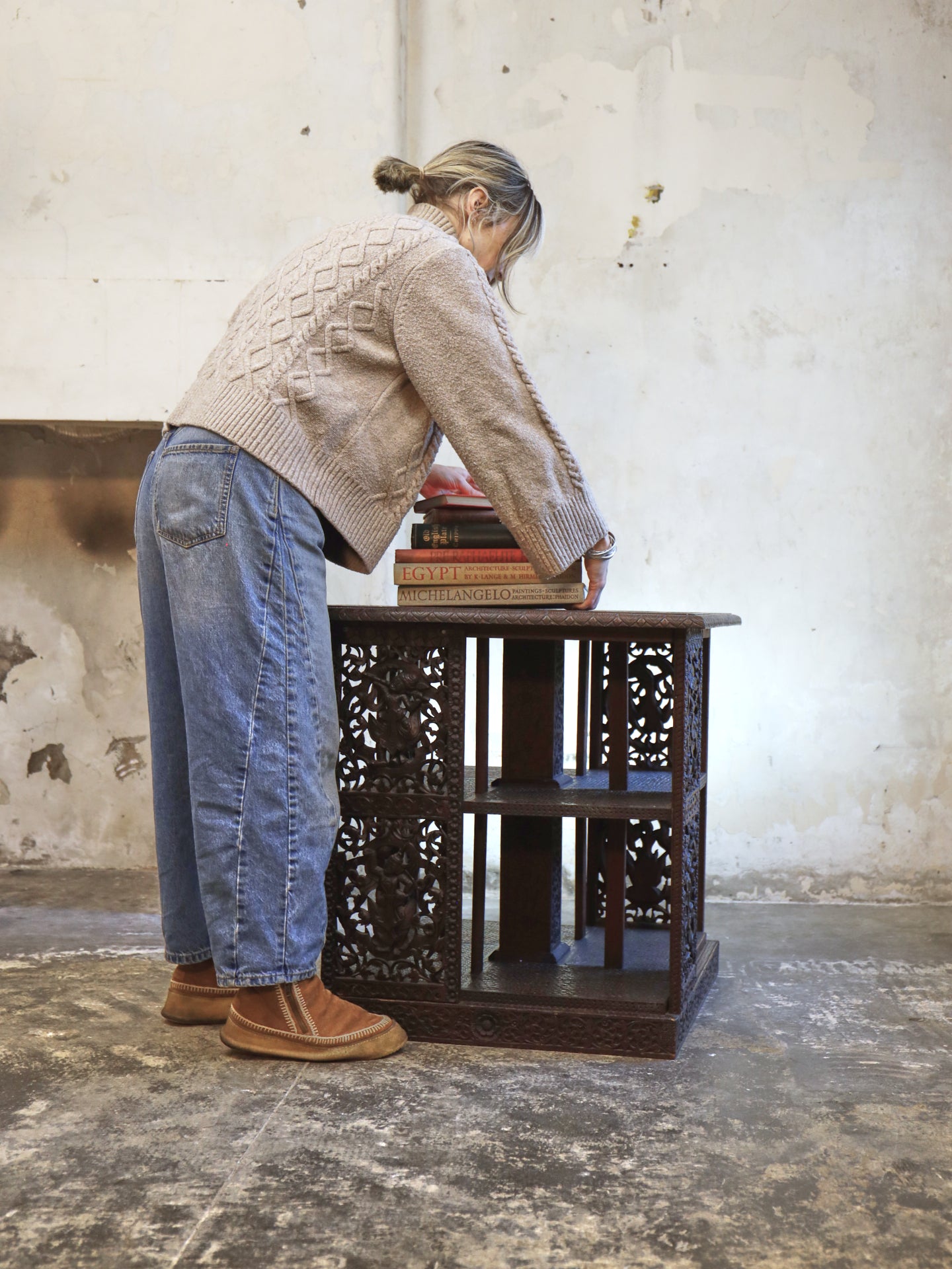 A profusely carved four sided Bookcase - 1920's
