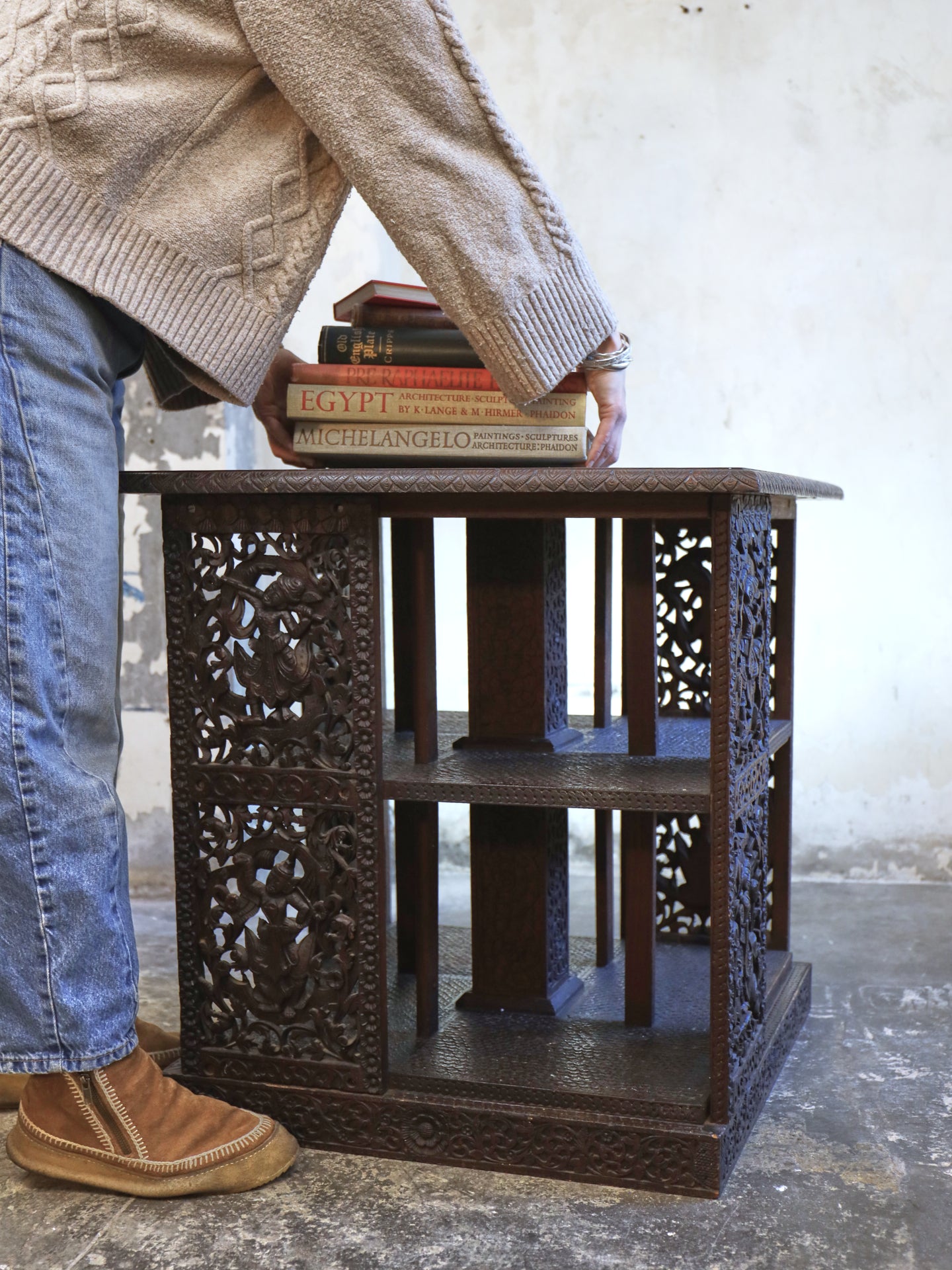 A profusely carved four sided Bookcase - 1920's