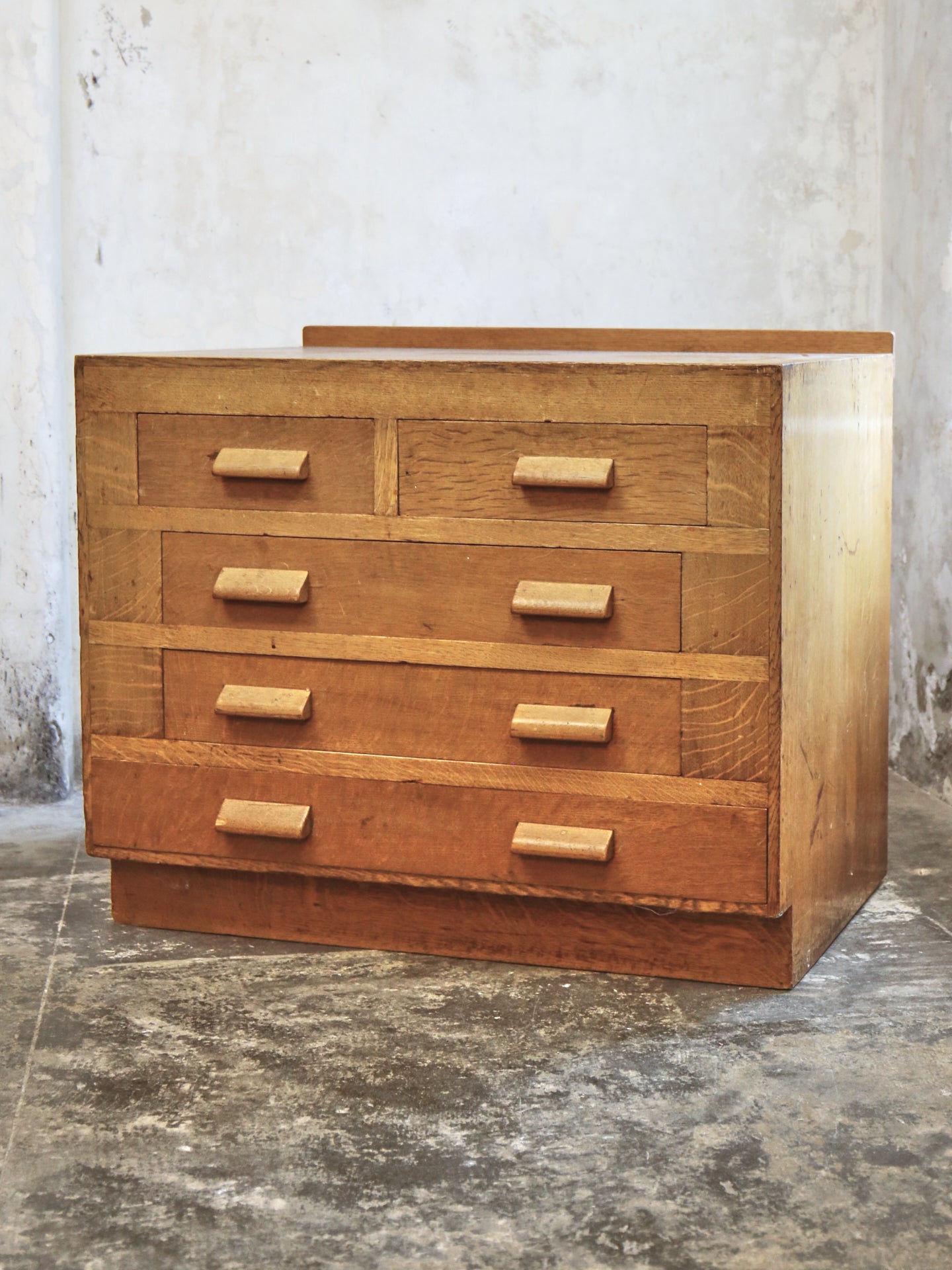 An Estate Made Oak Architects Chest of Drawers - 1950's