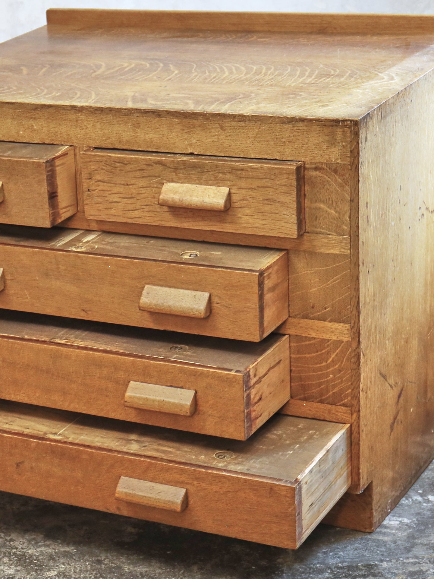 An Estate Made Oak Architects Chest of Drawers - 1950's