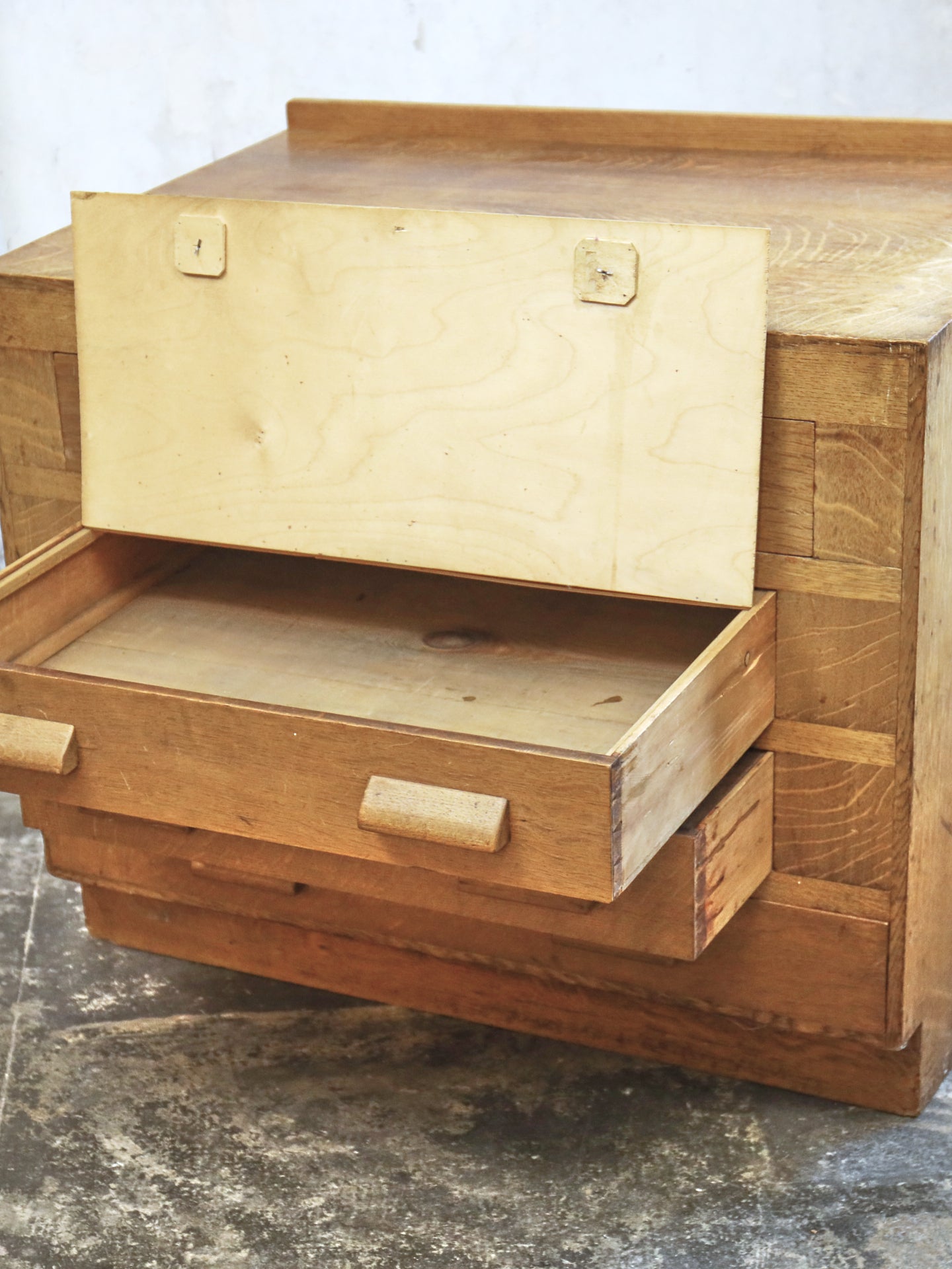 An Estate Made Oak Architects Chest of Drawers - 1950's