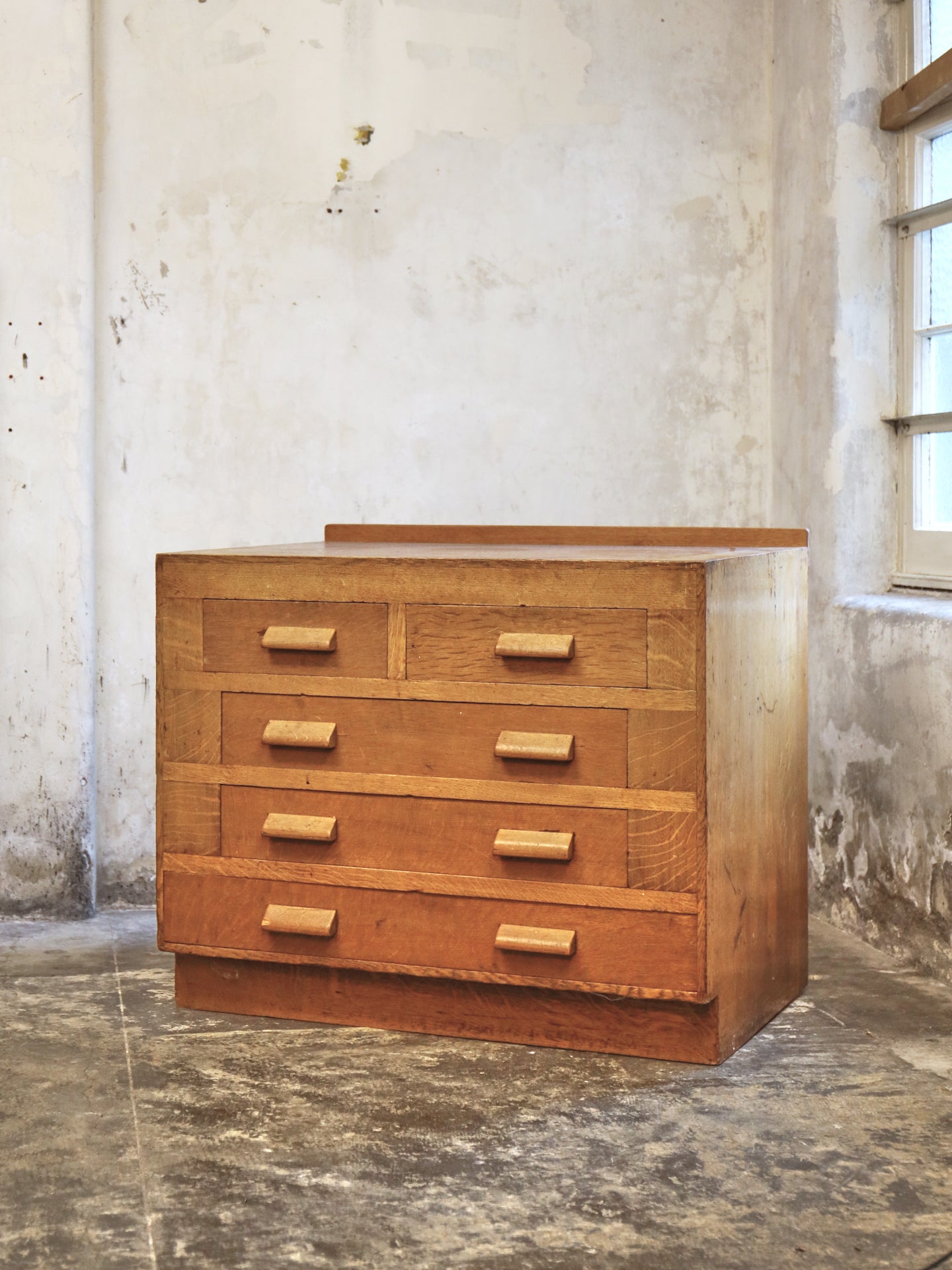 An Estate Made Oak Architects Chest of Drawers - 1950's