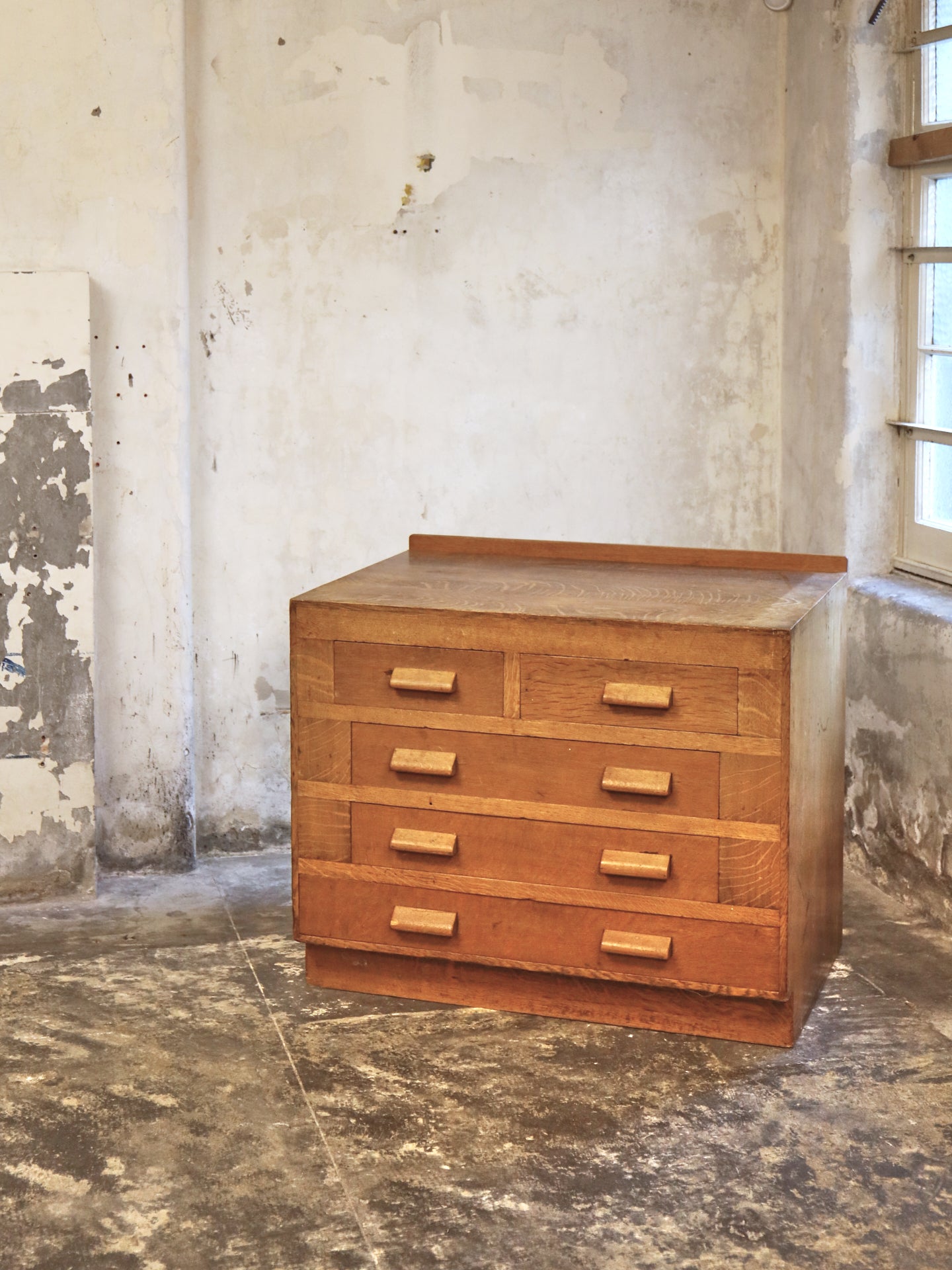 An Estate Made Oak Architects Chest of Drawers - 1950's