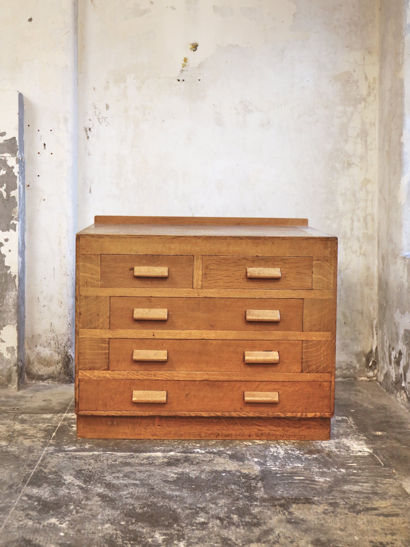 An Estate Made Oak Architects Chest of Drawers - 1950's
