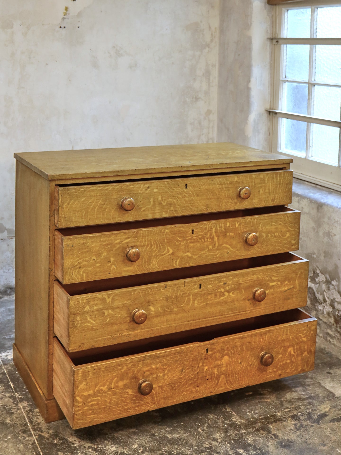 A Pine Chest of Drawers in Original Faux Oak Paint ~ Scottish 19thC