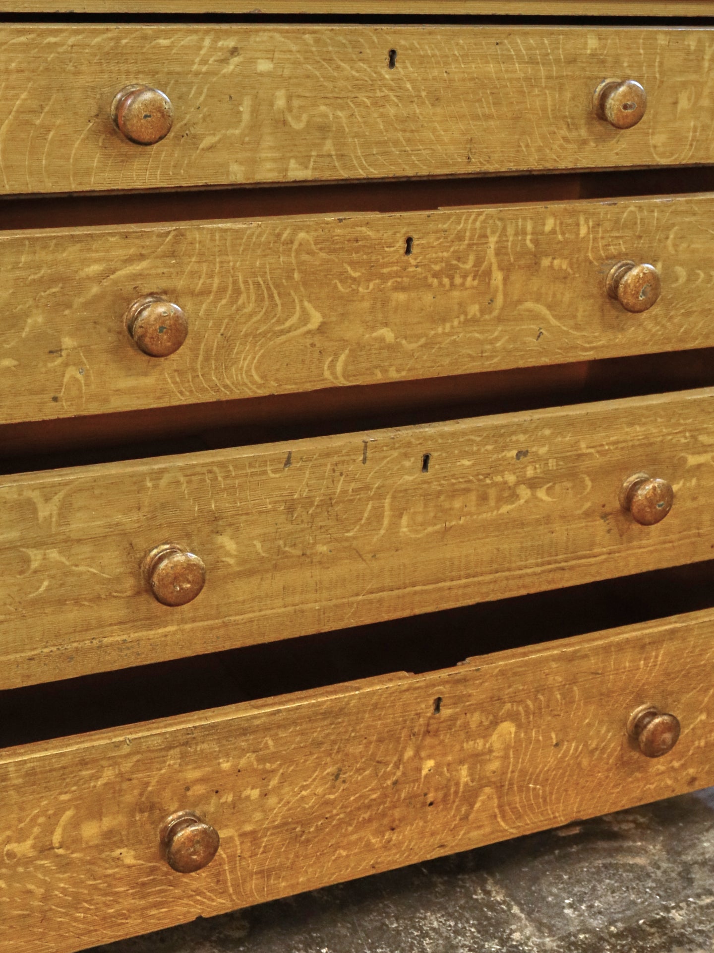 A Pine Chest of Drawers in Original Faux Oak Paint ~ Scottish 19thC