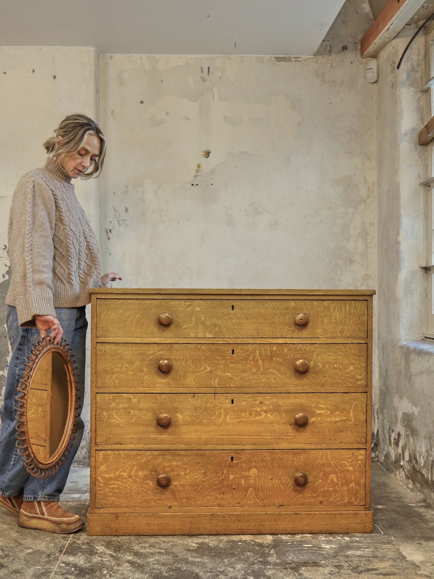 A Pine Chest of Drawers in Original Faux Oak Paint ~ Scottish 19thC