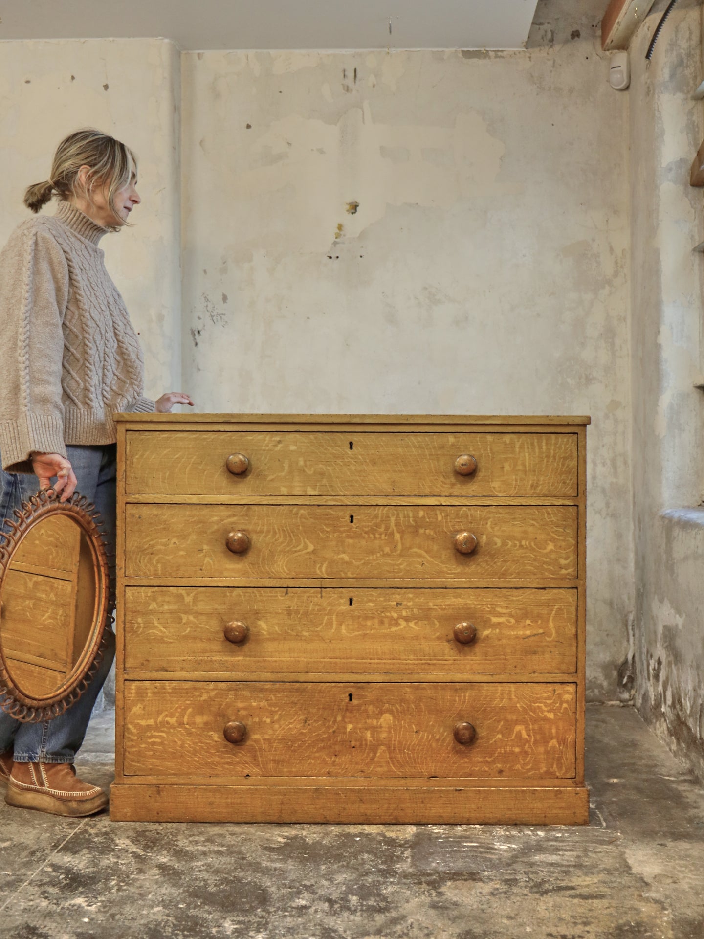A Pine Chest of Drawers in Original Faux Oak Paint ~ Scottish 19thC