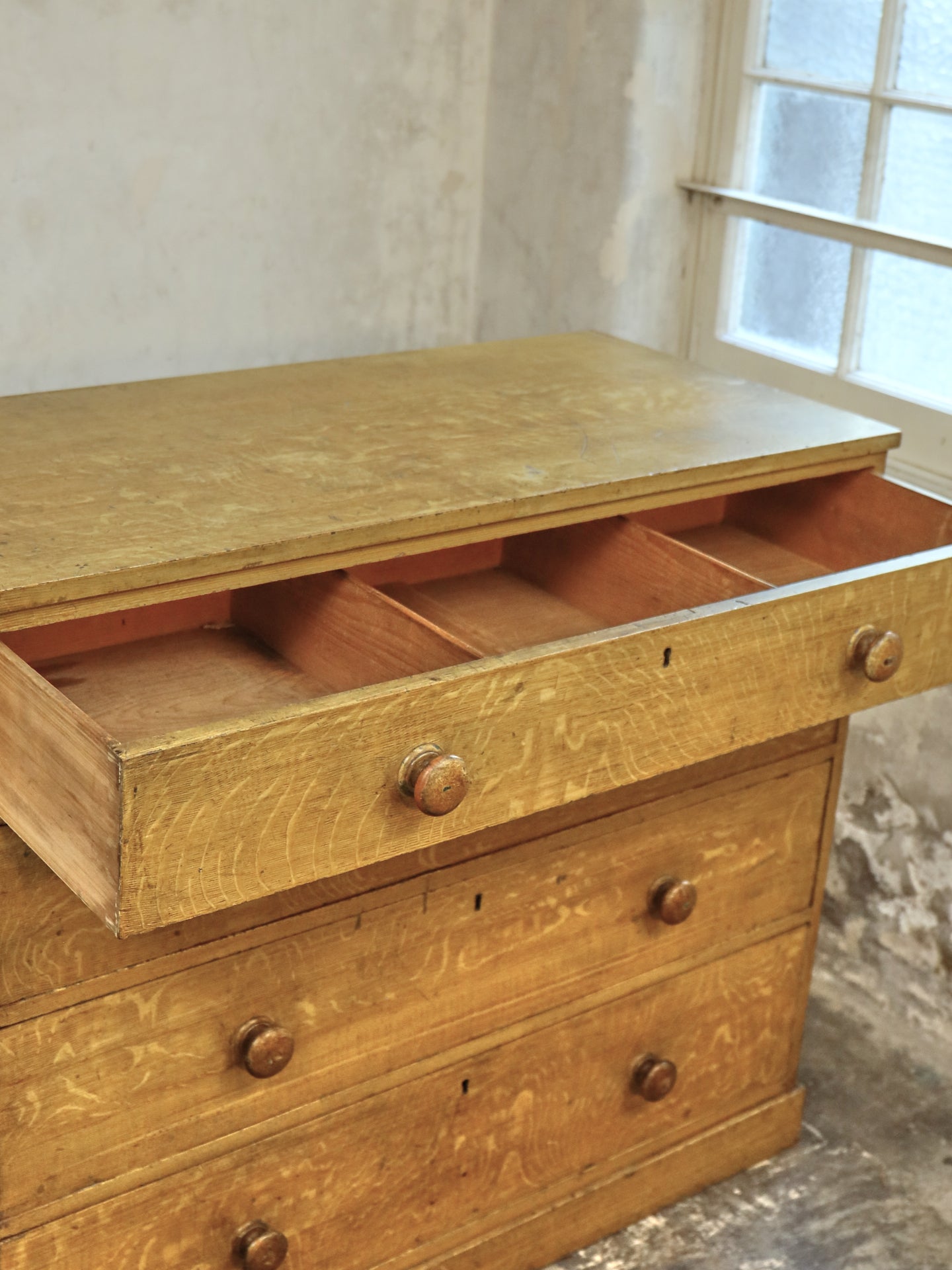 A Pine Chest of Drawers in Original Faux Oak Paint ~ Scottish 19thC