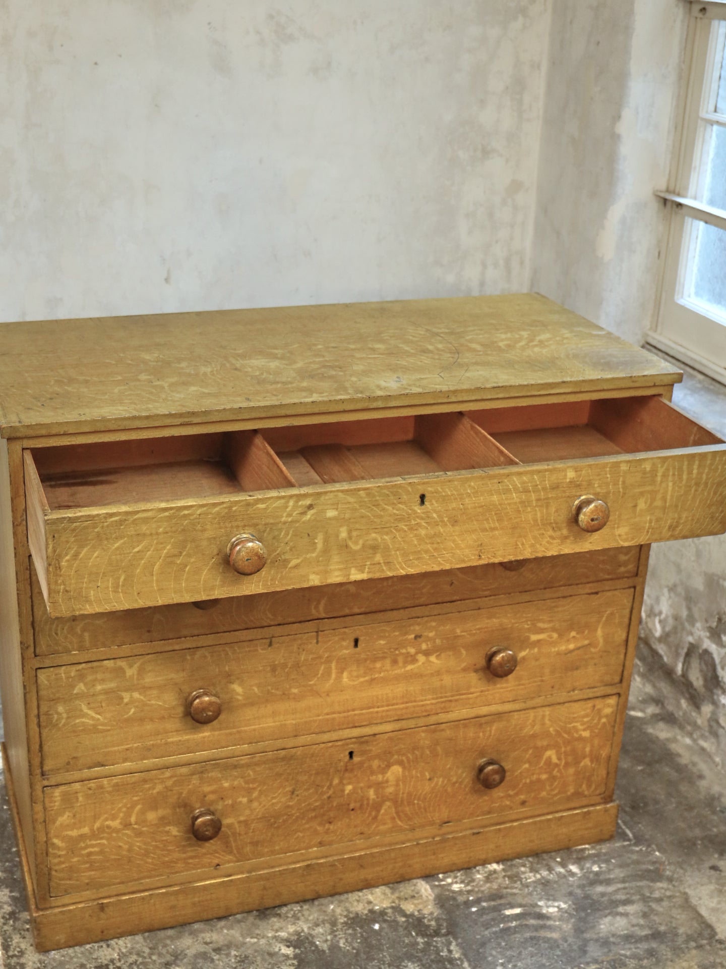 A Pine Chest of Drawers in Original Faux Oak Paint ~ Scottish 19thC